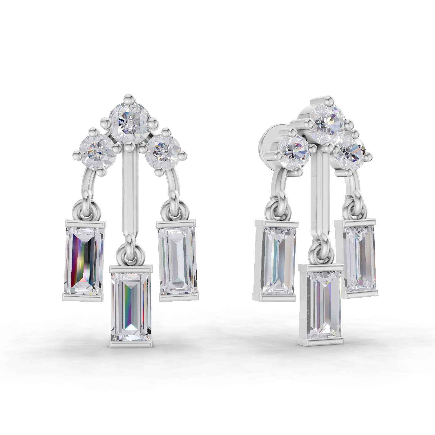 2.86 Carat Lotus Diamond Earrings 14K - White Gold