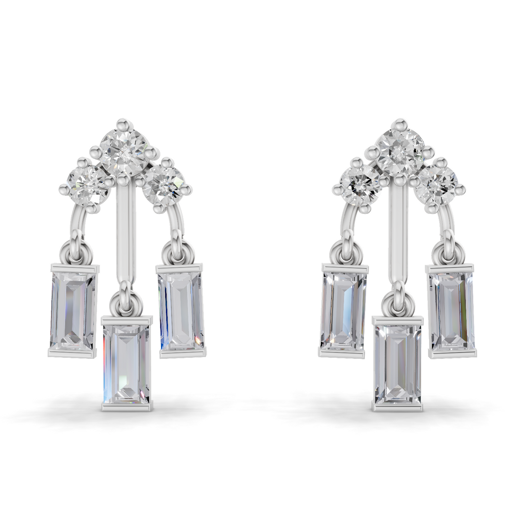 2.86 Carat Lotus Diamond Earrings 14K - White Gold