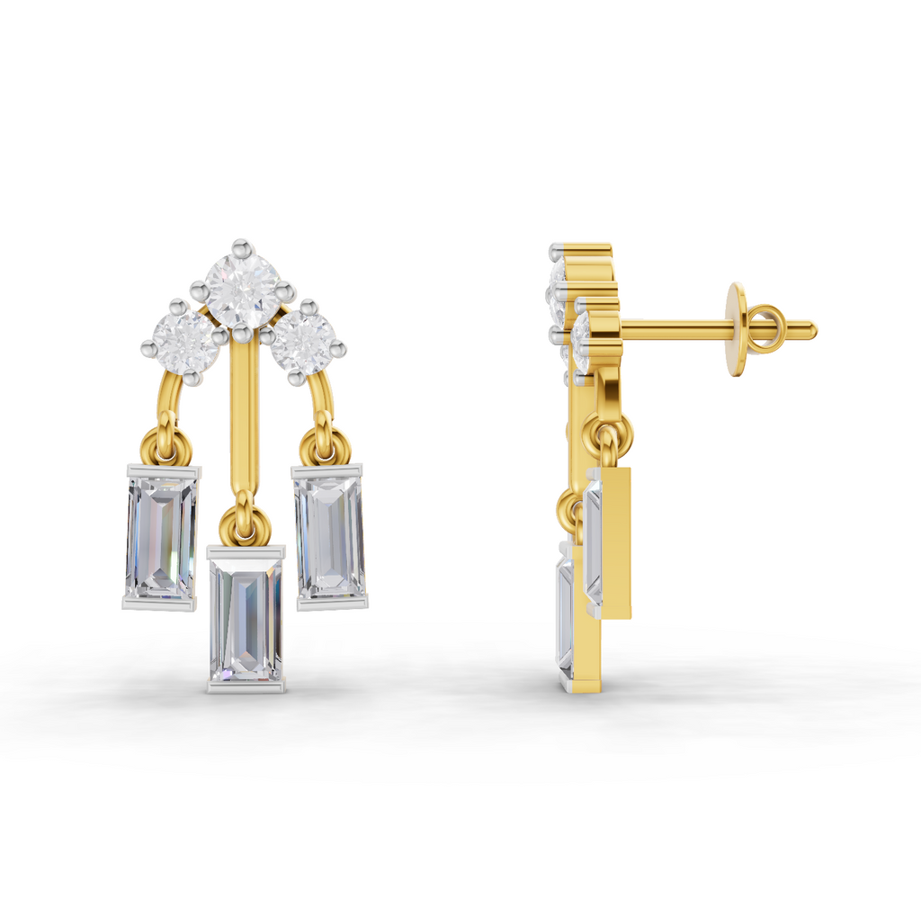 2.86 Carat Lotus Diamond Earrings 14K