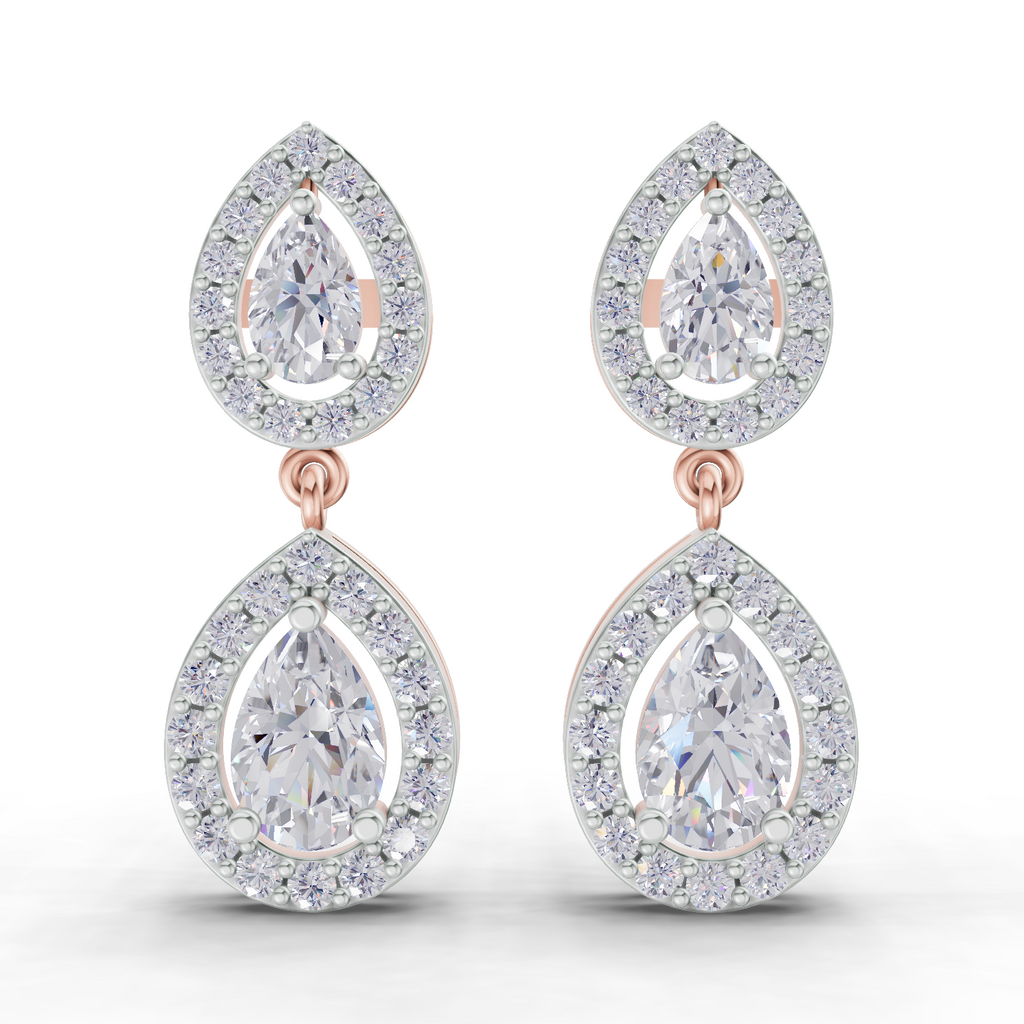 2.15 Carat Aurora Pear Dangles Earrings 14K - Rose Gold