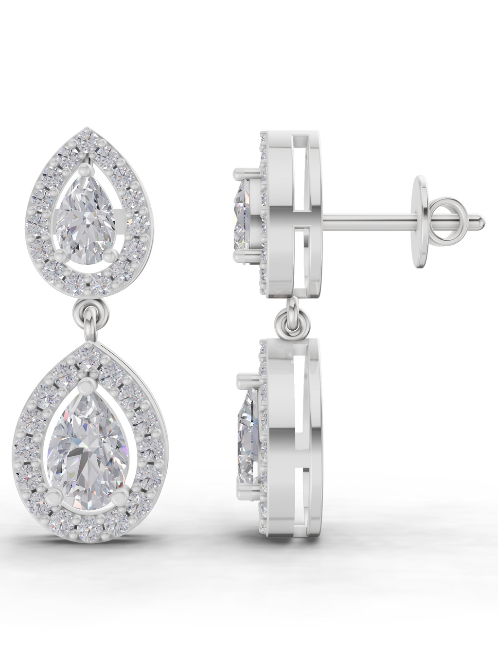 2.15 Carat Aurora Pear Dangles Earrings 14K - White Gold