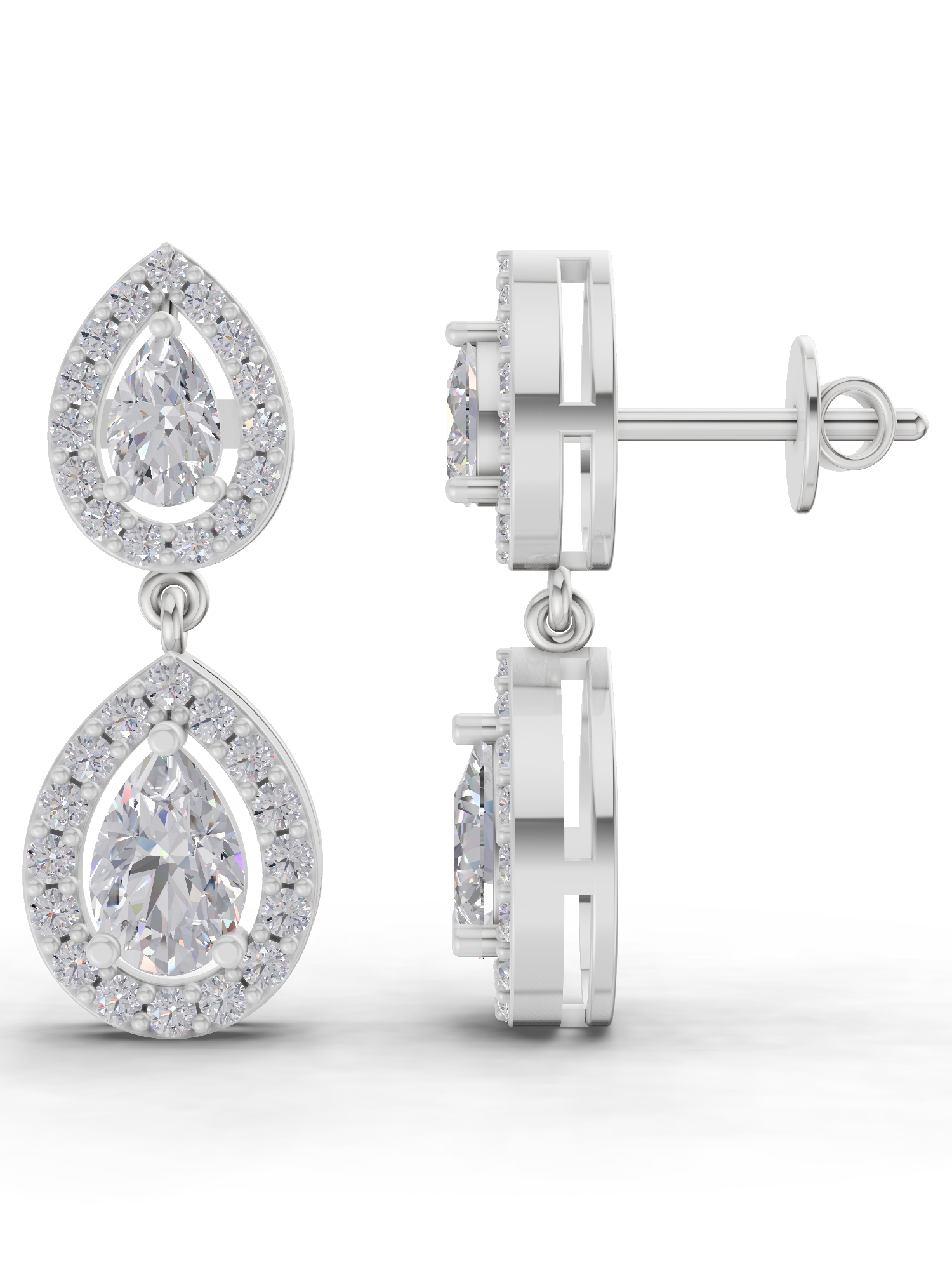 2.15 Carat Aurora Pear Dangles Earrings 14K - White Gold