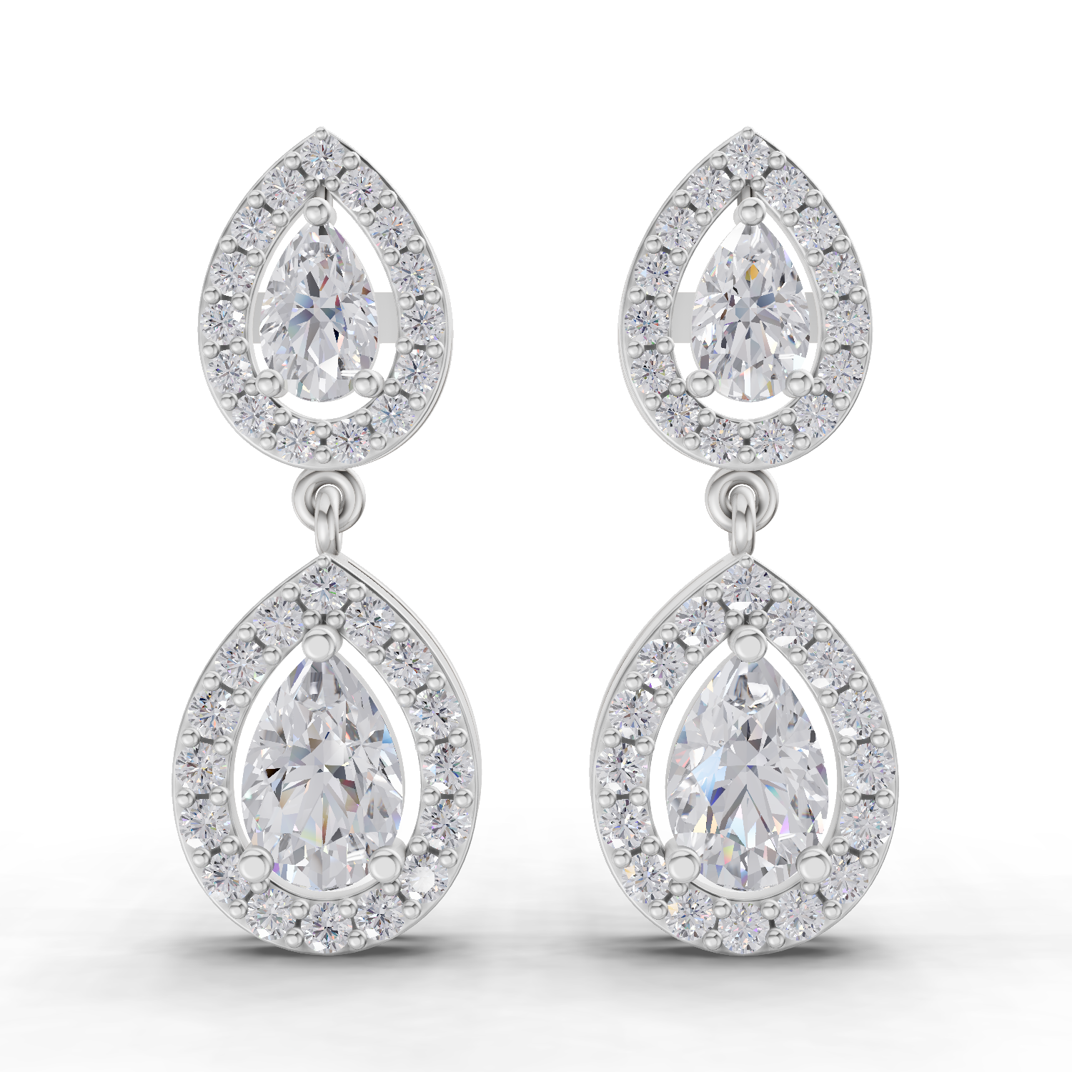 2.15 Carat Aurora Pear Dangles Earrings 14K - White Gold