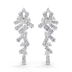 3.77 Carat Baguette Taper Diamond Earrings 14K - White Gold