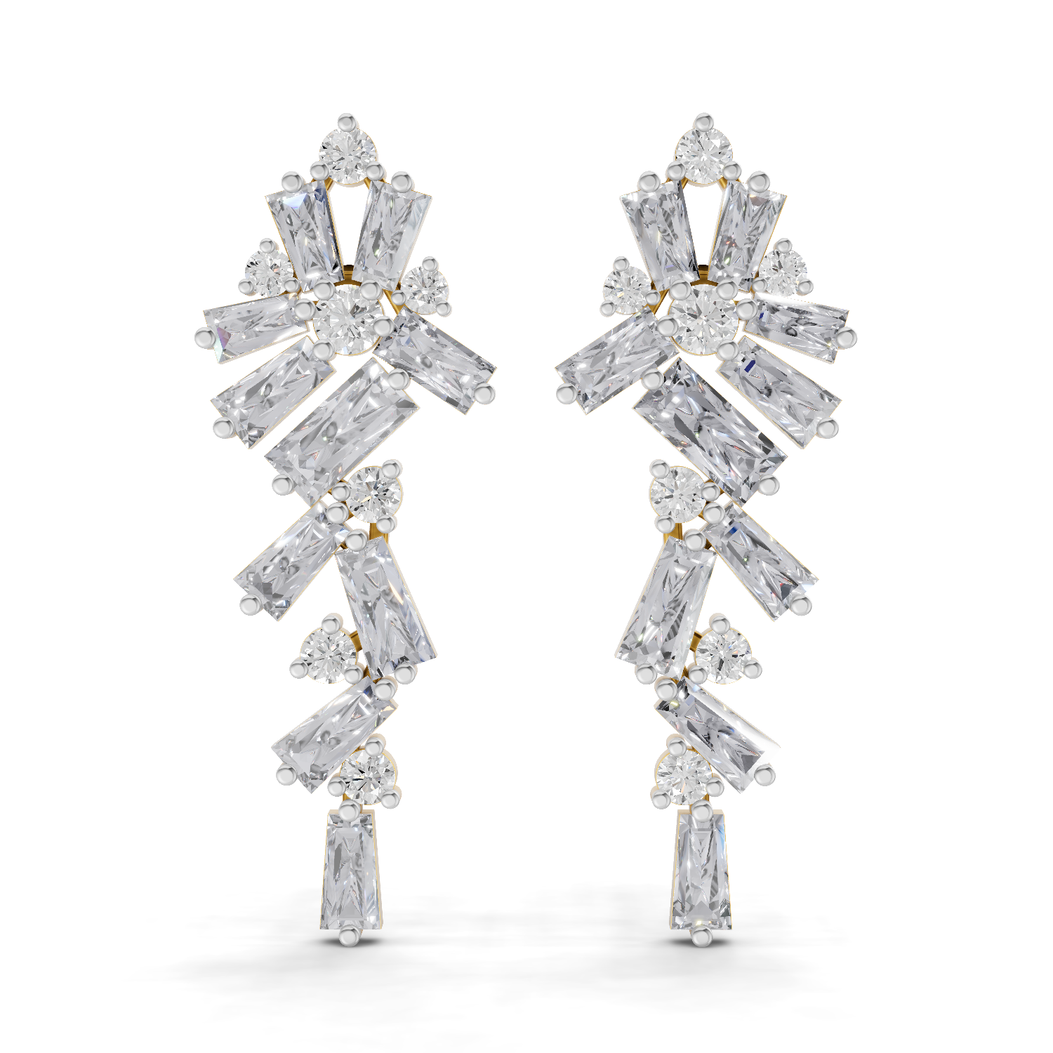 3.77 Carat Baguette Taper Diamond Earrings 14K