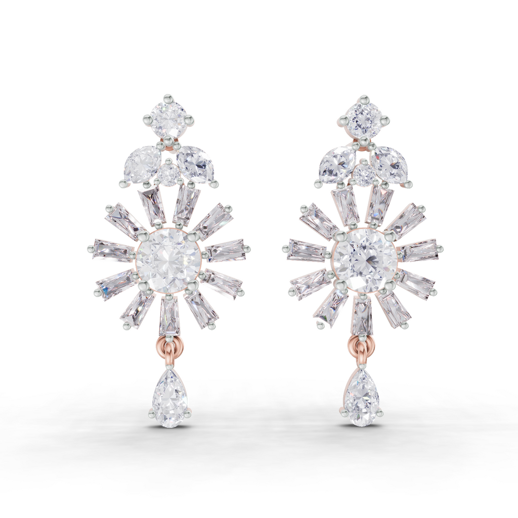 3.68 Carat Baguette Taper Diamond Earrings 14K - Rose Gold