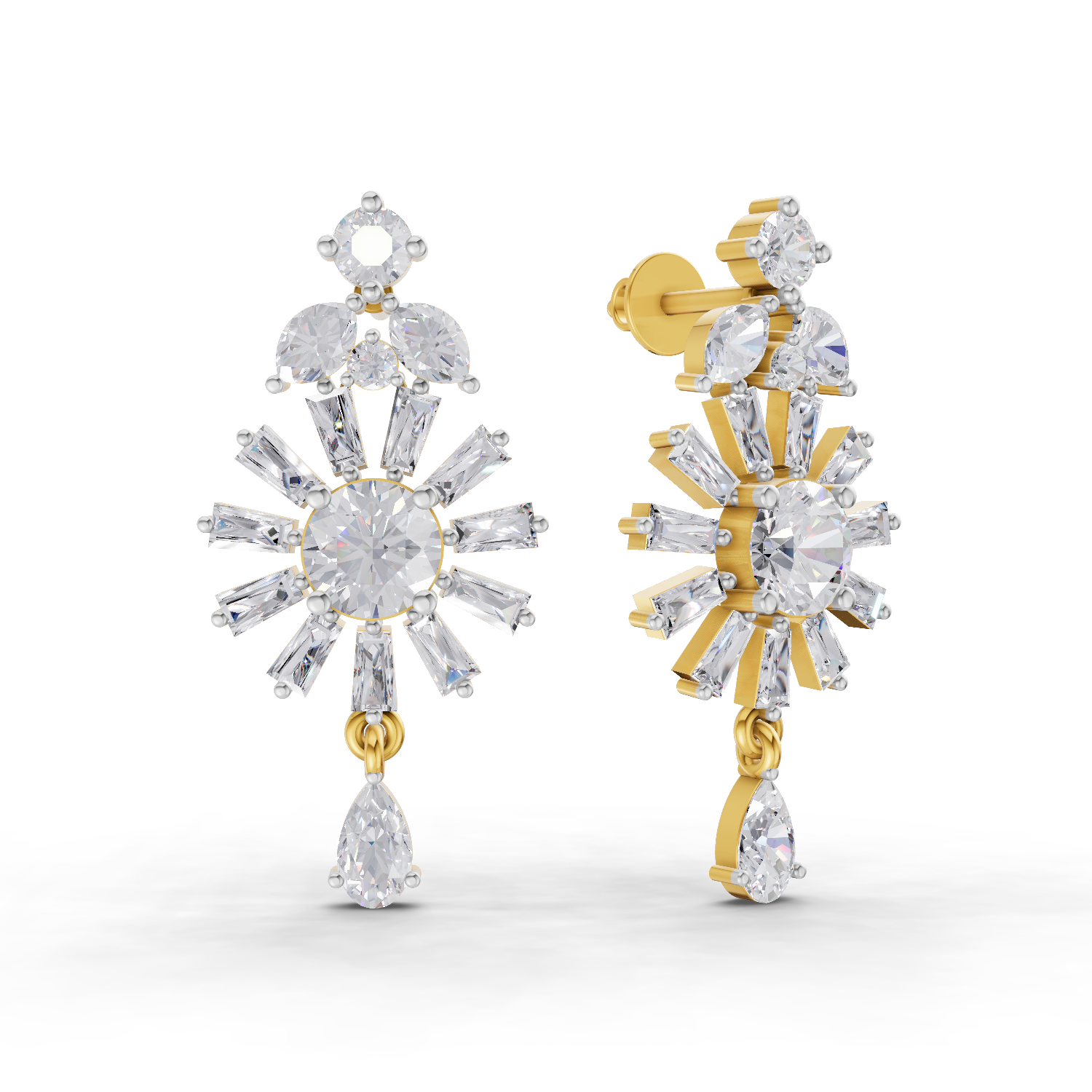 3.68 Carat Baguette Taper Diamond Earrings 14K