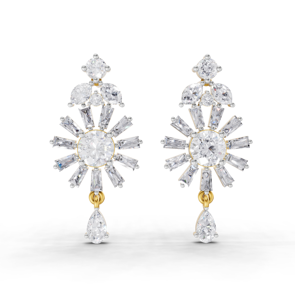 3.68 Carat Baguette Taper Diamond Earrings 14K