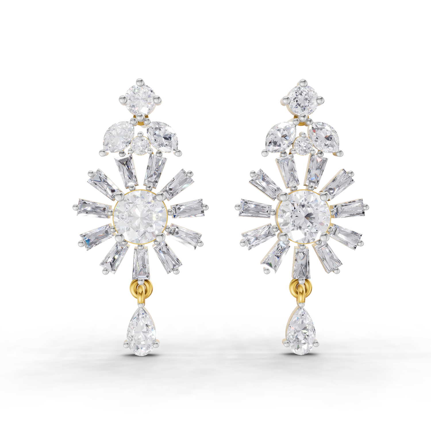 3.68 Carat Baguette Taper Diamond Earrings 14K
