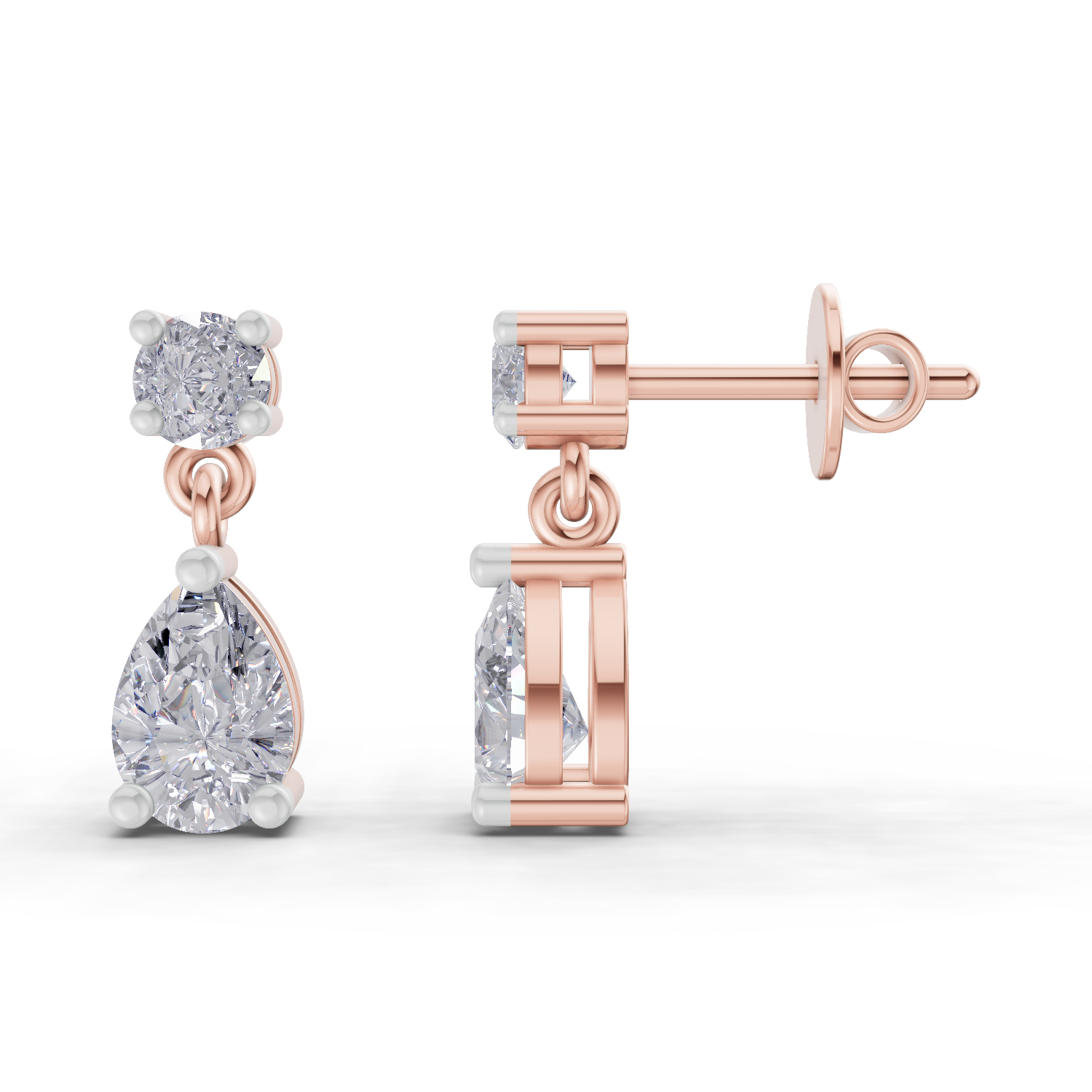 1.49 Carat Celeste Pear Drops Earrings 14K - Rose Gold