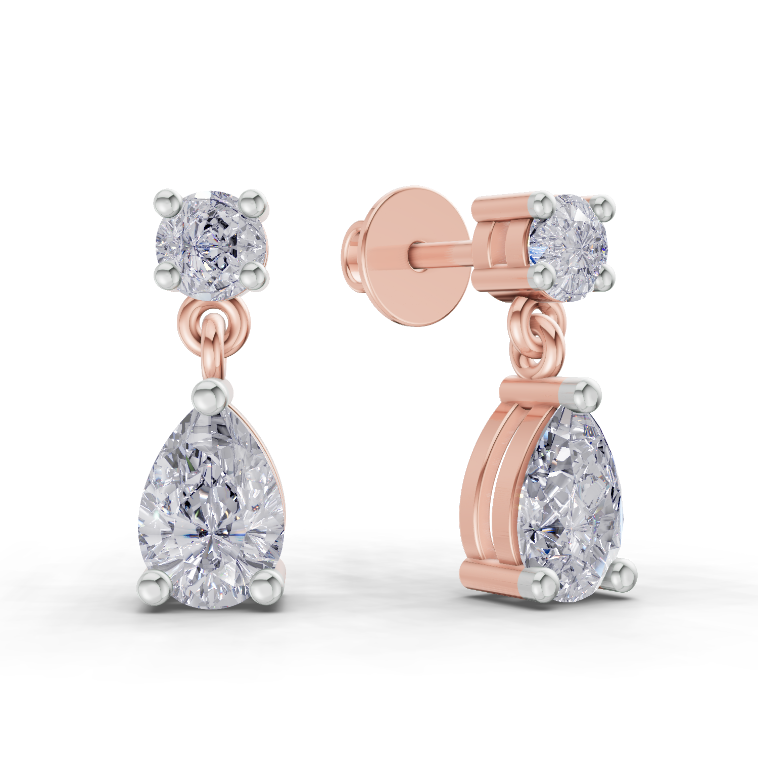 1.49 Carat Celeste Pear Drops Earrings 14K - Rose Gold