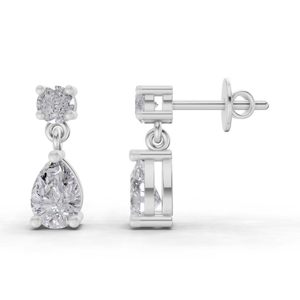 1.49 Carat Celeste Pear Drops Earrings 14K - White Gold