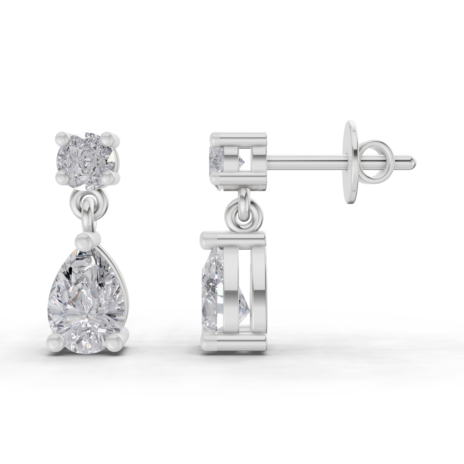 1.49 Carat Celeste Pear Drops Earrings 14K - White Gold