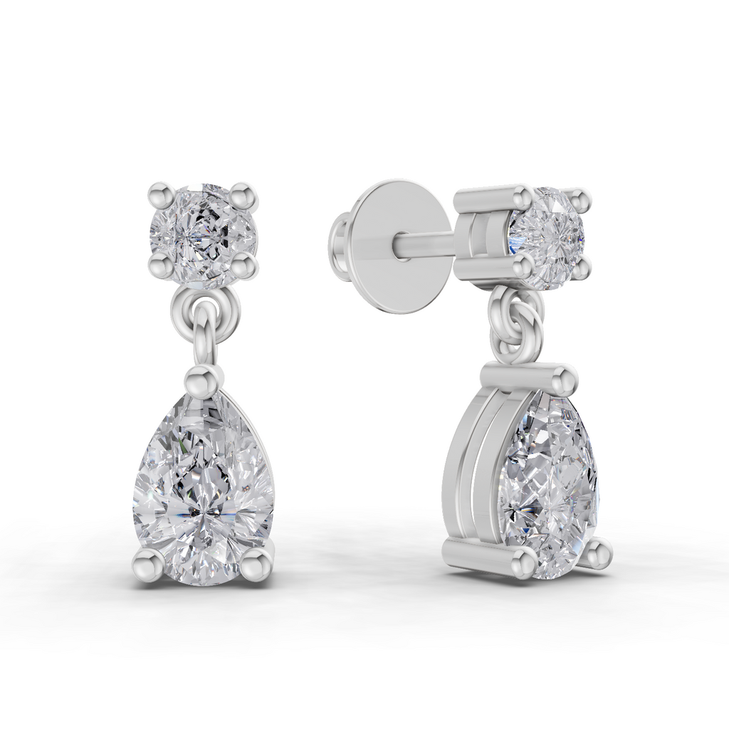1.49 Carat Celeste Pear Drops Earrings 14K - White Gold