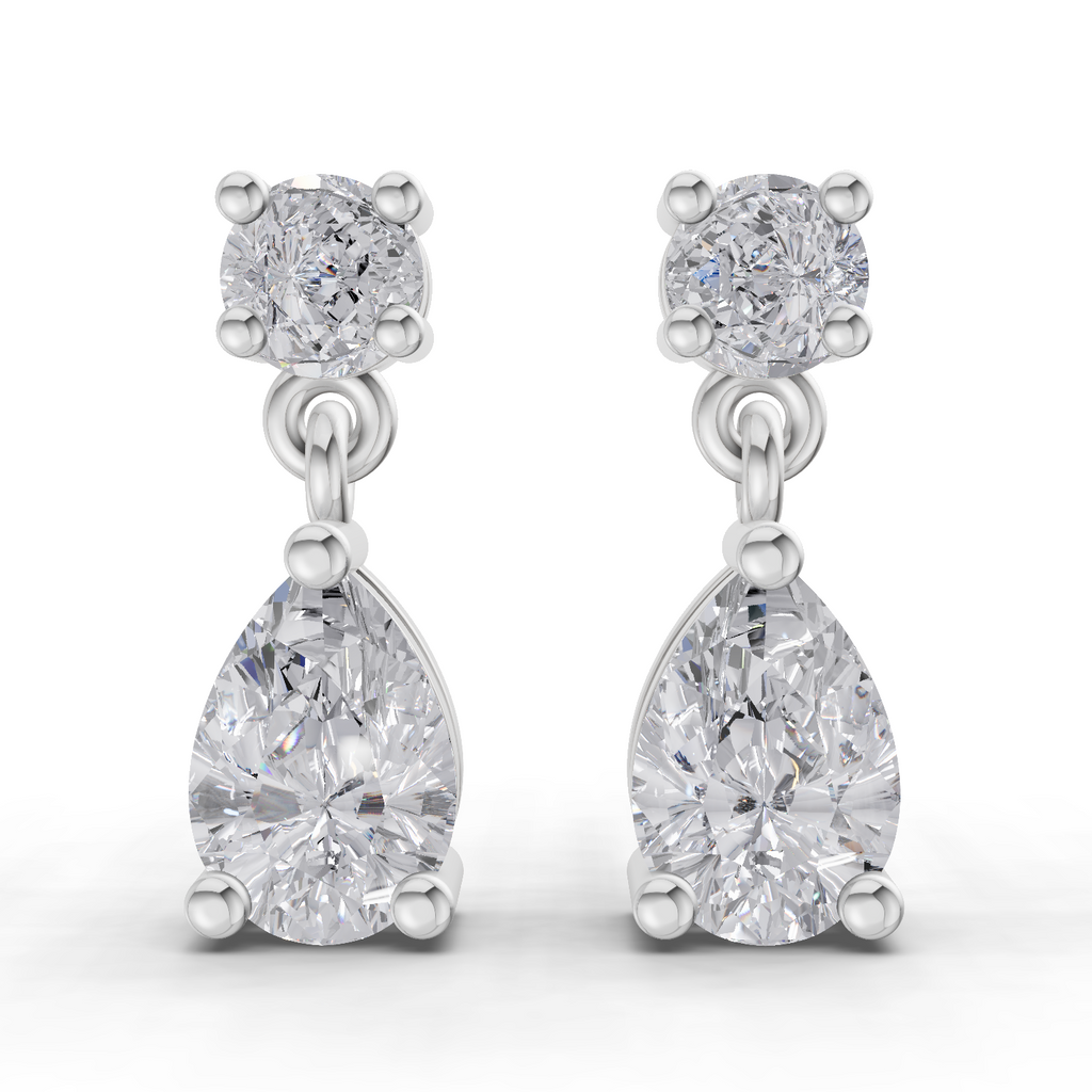 1.49 Carat Celeste Pear Drops Earrings 14K - White Gold