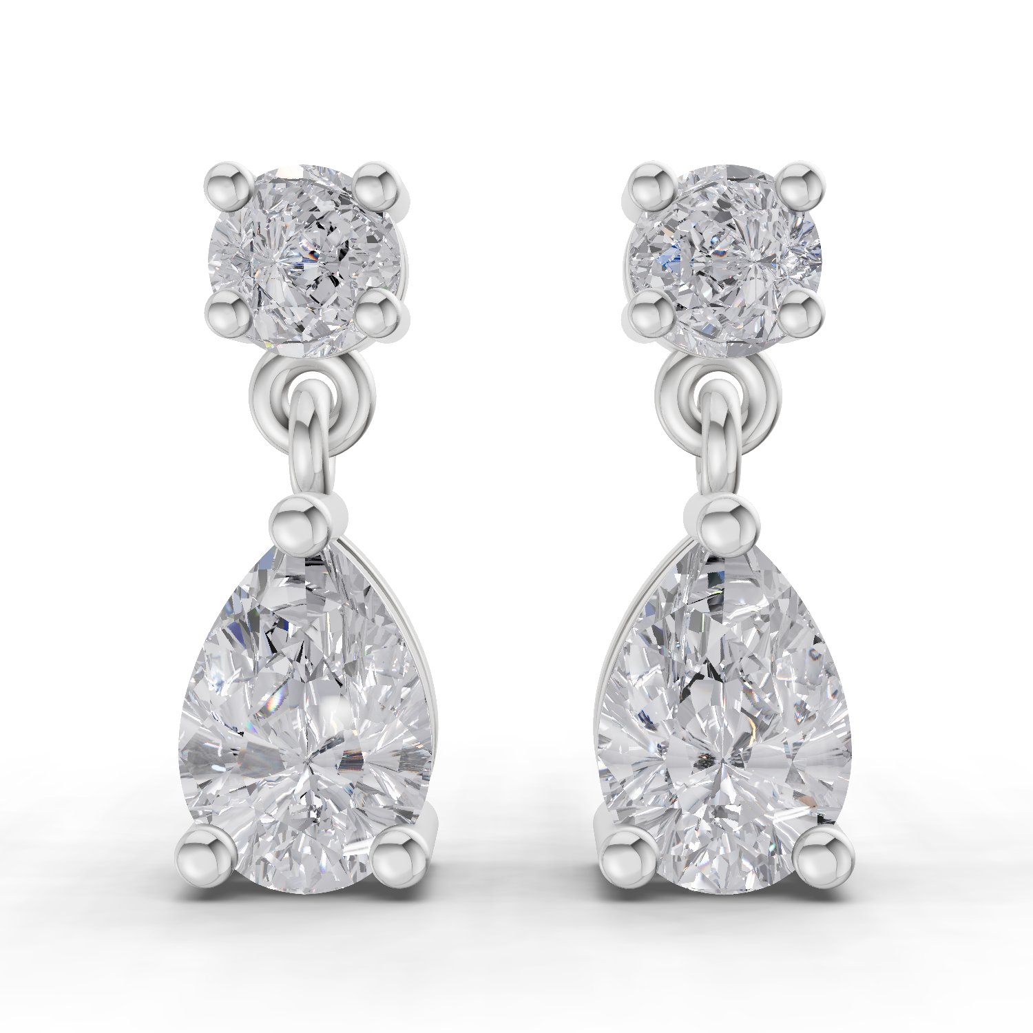 1.49 Carat Celeste Pear Drops Earrings 14K - White Gold