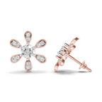 1.08 Carat Floral Earrings 14K - Rose Gold
