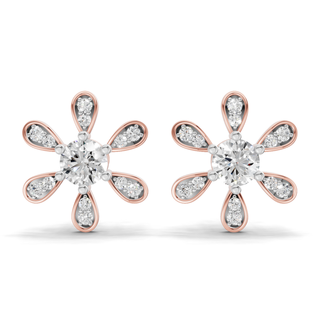 1.08 Carat Floral Earrings 14K - Rose Gold