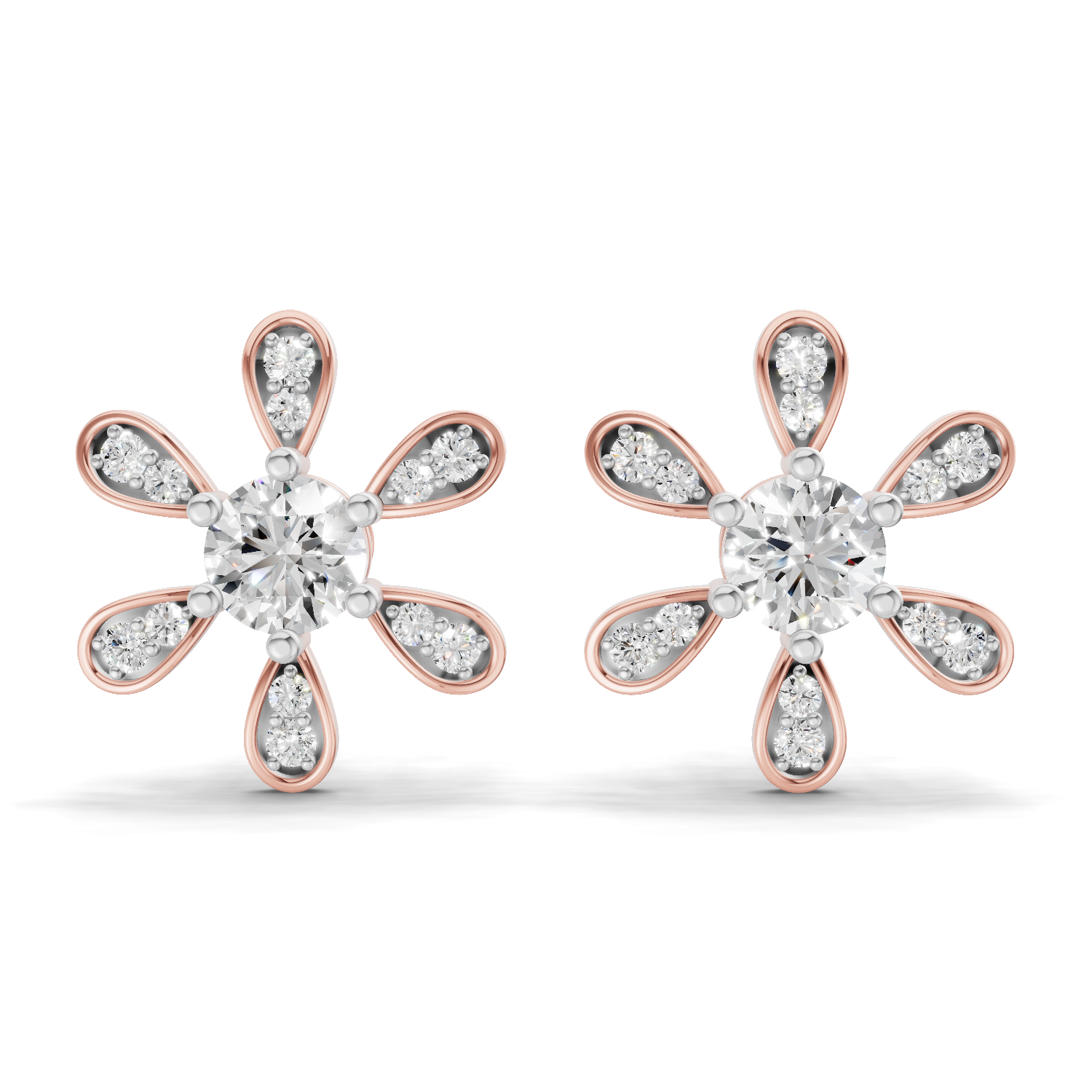 1.08 Carat Floral Earrings 14K - Rose Gold