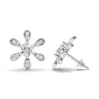 1.08 Carat Floral Earrings 14K - White Gold