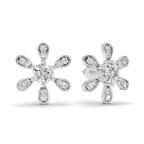 1.08 Carat Floral Earrings 14K - White Gold