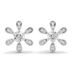 1.08 Carat Floral Earrings 14K - White Gold