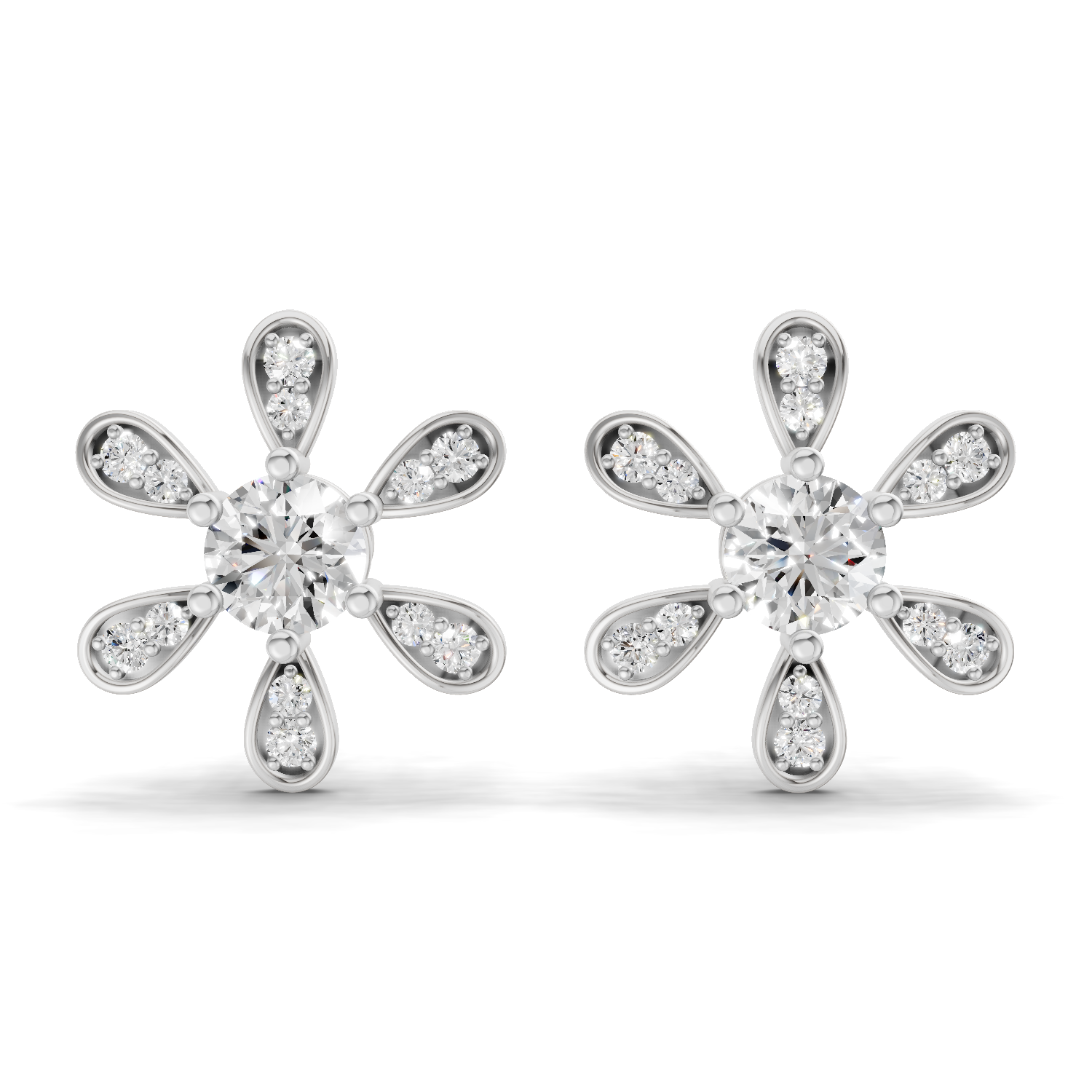 1.08 Carat Floral Earrings 14K - White Gold