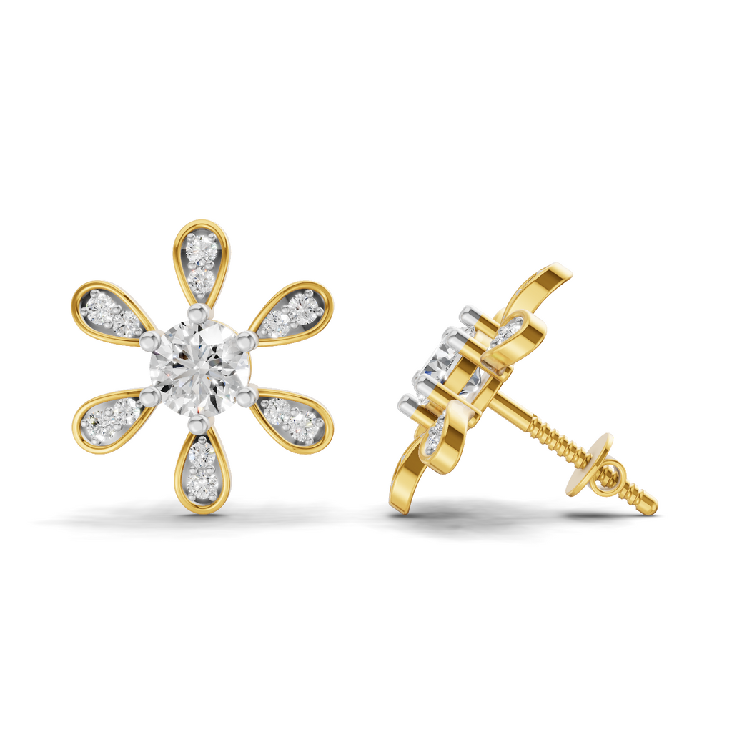 1.08 Carat Floral Earrings 14K