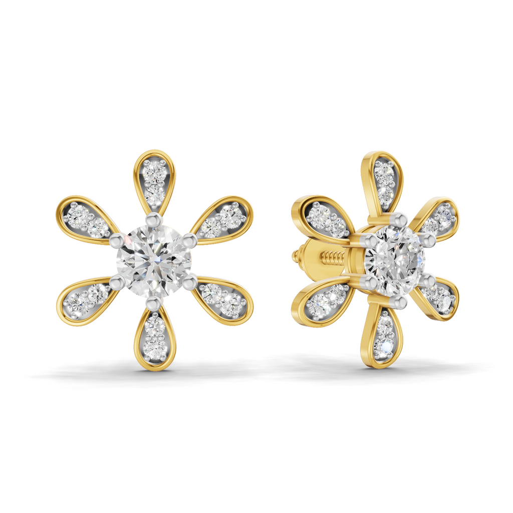 1.08 Carat Floral Earrings 14K