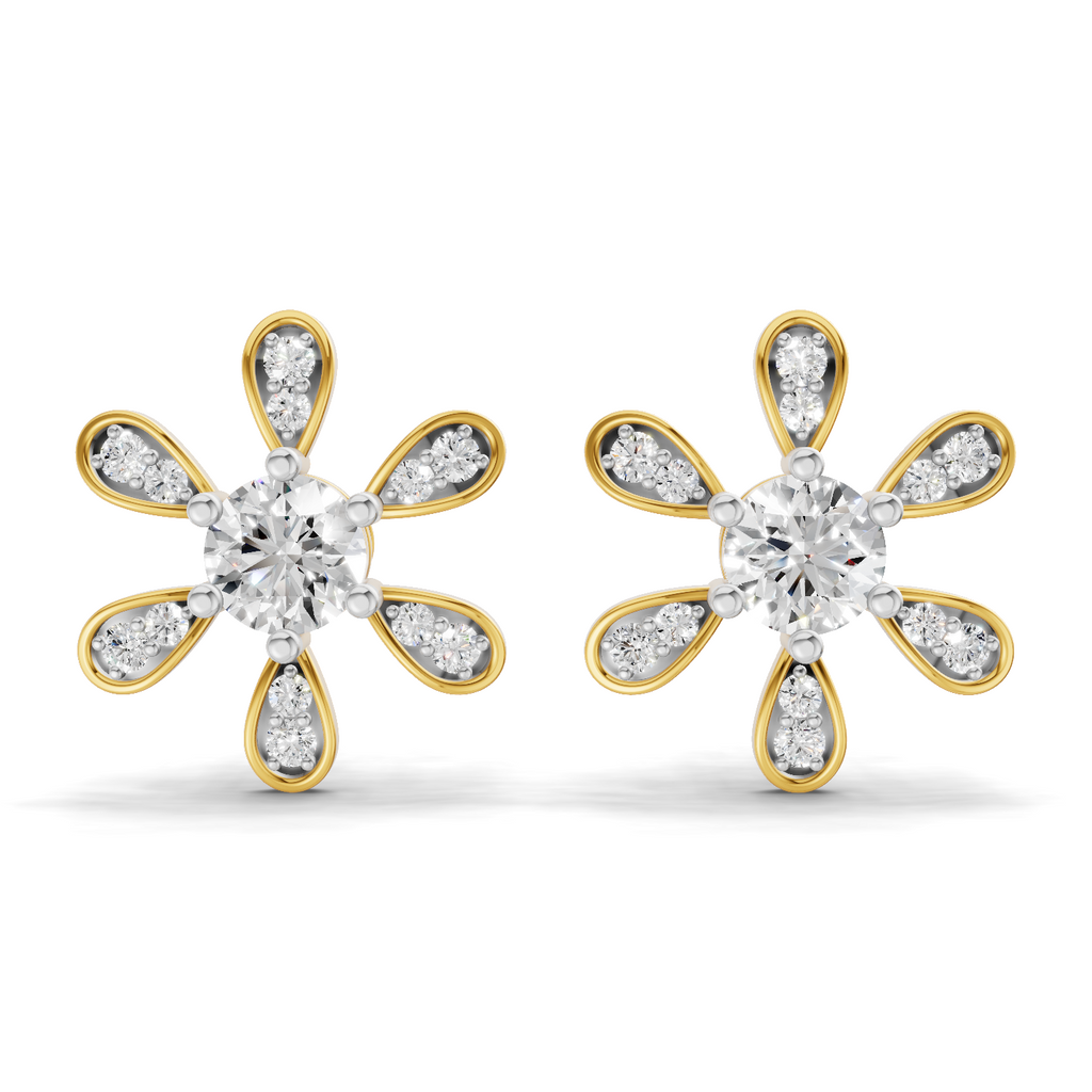 1.08 Carat Floral Earrings 14K