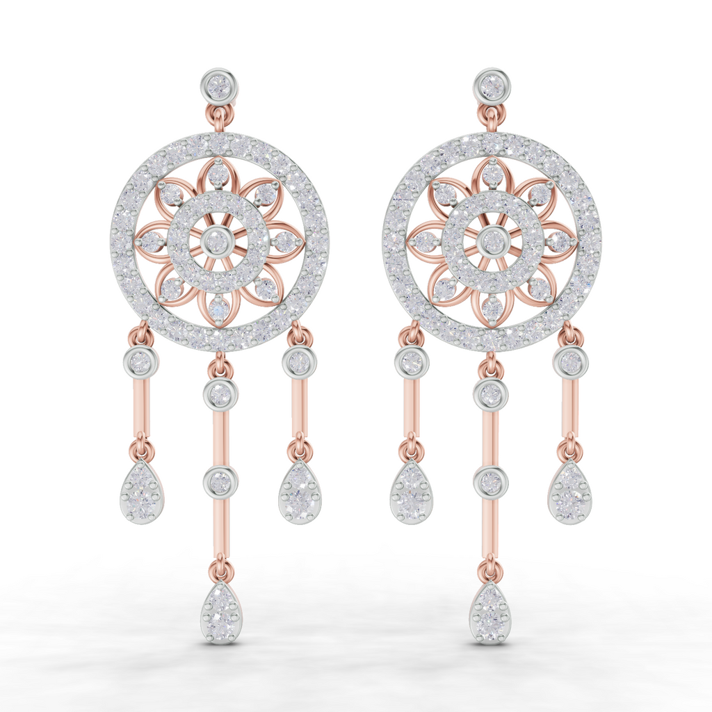2.33 Carat Dream catcher Diamond Earrings 14K - Rose Gold