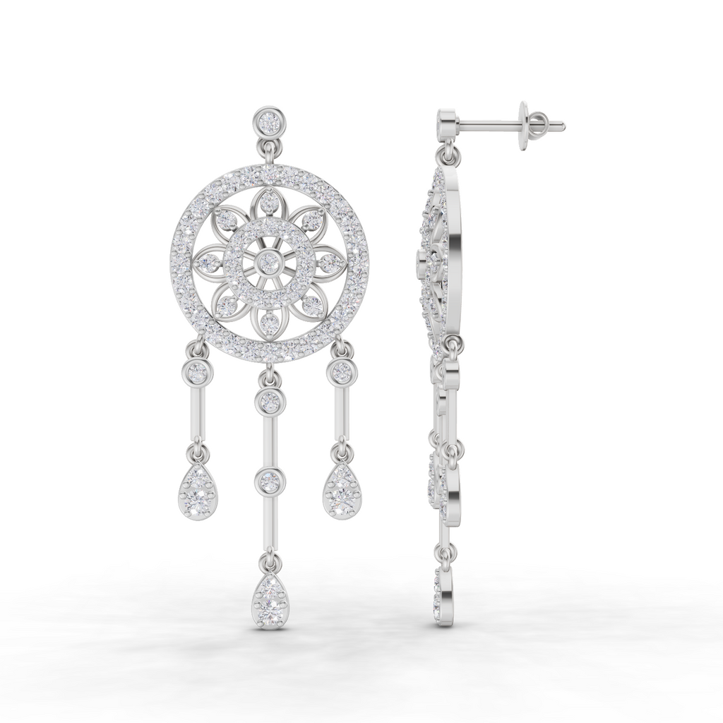 2.33 Carat Dream catcher Diamond Earrings 14K - White Gold