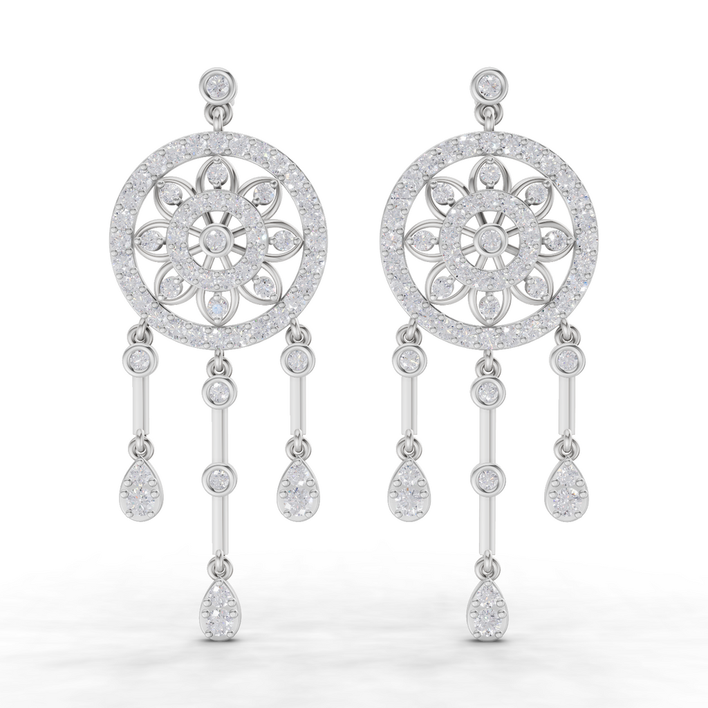 2.33 Carat Dream catcher Diamond Earrings 14K - White Gold