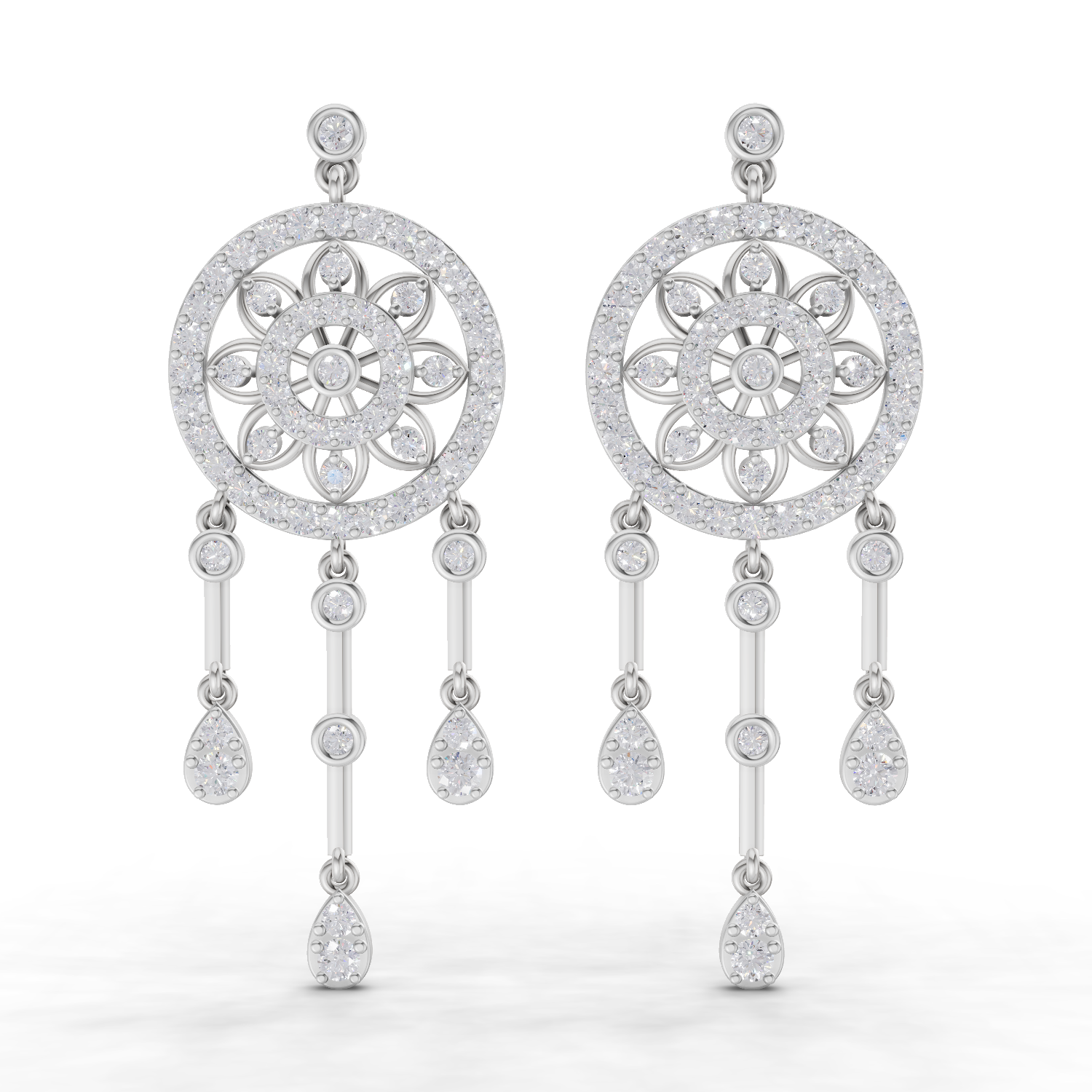 2.33 Carat Dream catcher Diamond Earrings 14K - White Gold