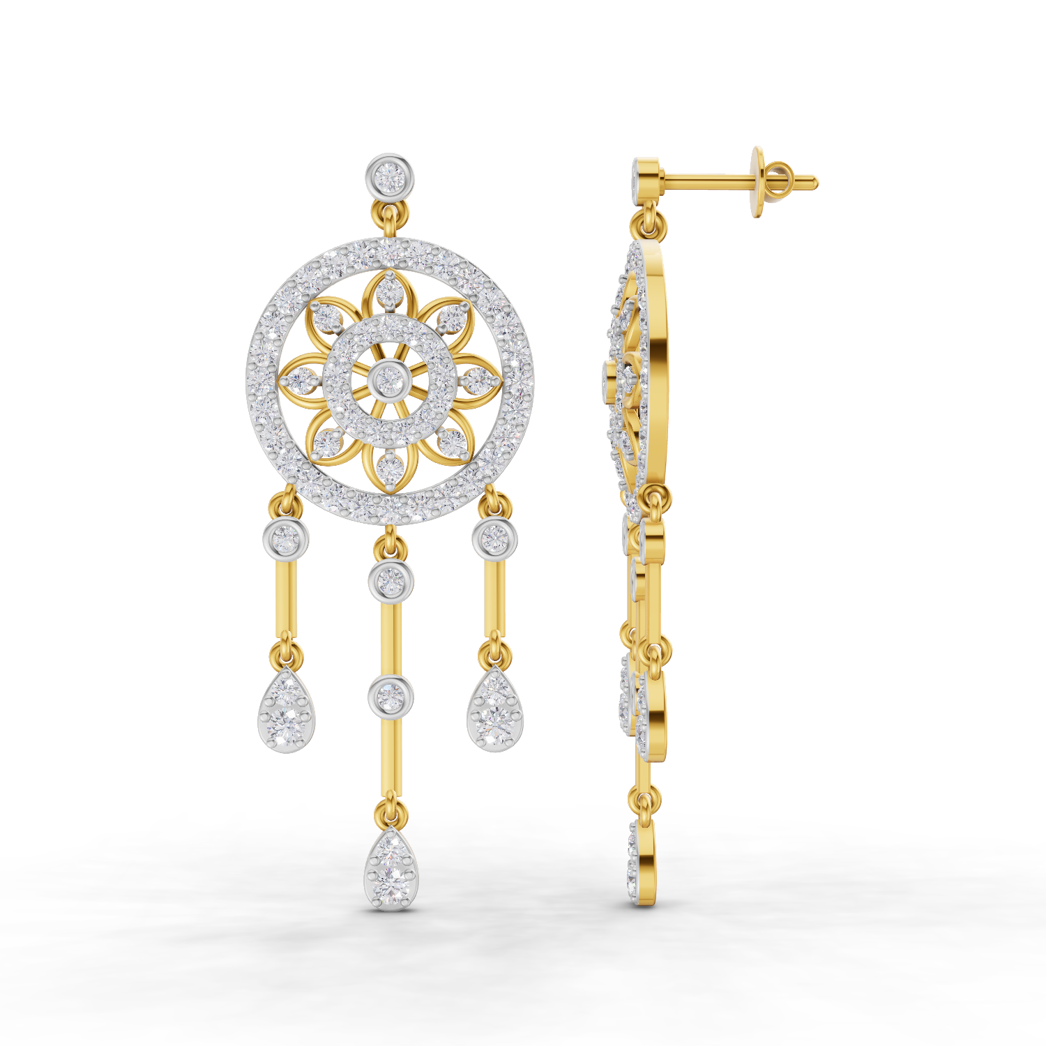 2.33 Carat Dream catcher Diamond Earrings 14K