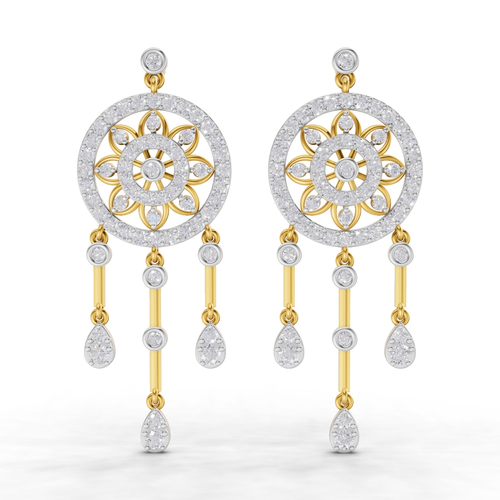 2.33 Carat Dream catcher Diamond Earrings 14K