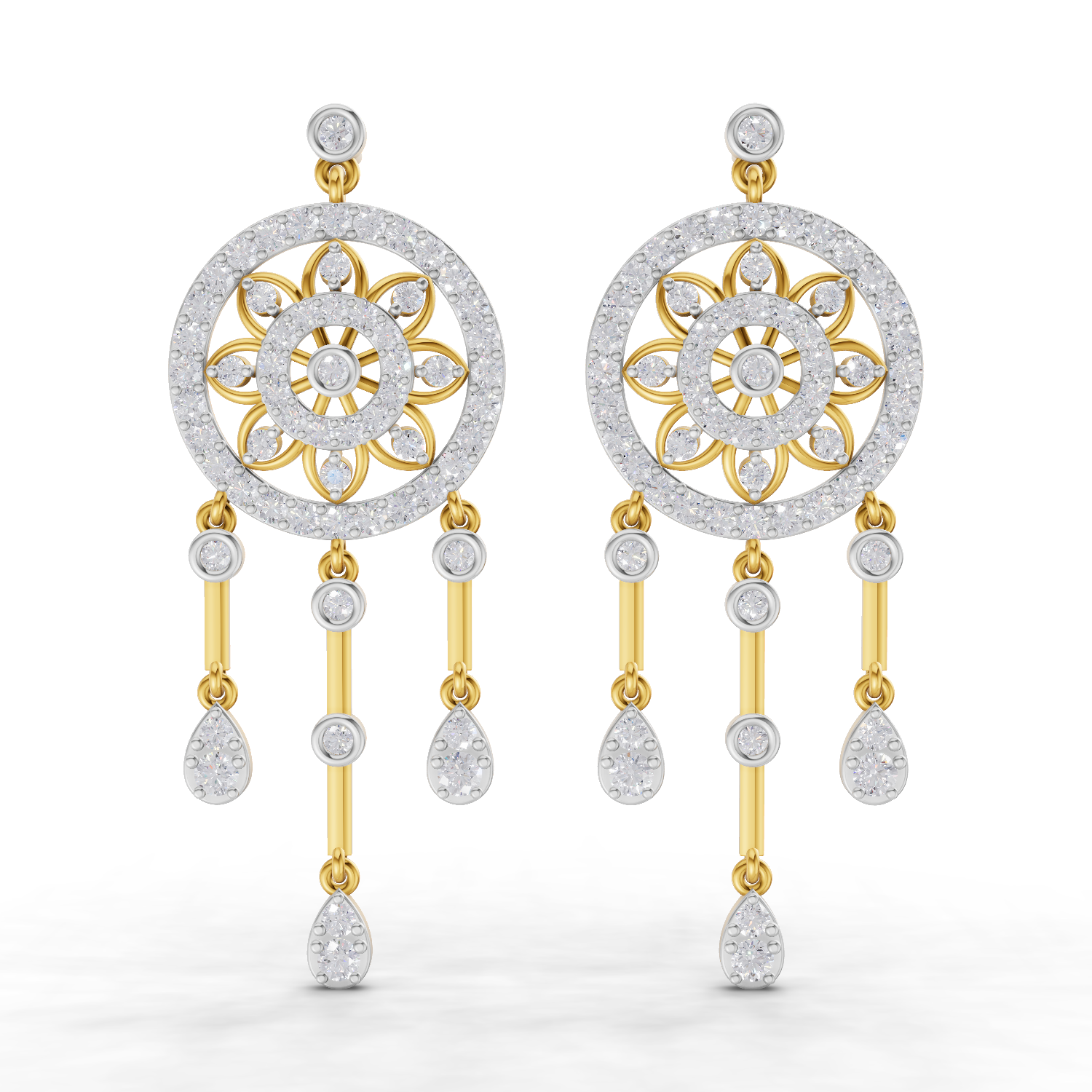 2.33 Carat Dream catcher Diamond Earrings 14K