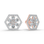1.78 Carat Shatkon Phool Diamond Studs Earrings 14K - Rose Gold
