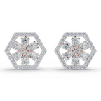 1.78 Carat Shatkon Phool Diamond Studs Earrings 14K - Rose Gold