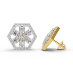 1.78 Carat Shatkon Phool Diamond Studs Earrings 14K
