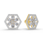 1.78 Carat Shatkon Phool Diamond Studs Earrings 14K