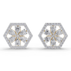 1.78 Carat Shatkon Phool Diamond Studs Earrings 14K