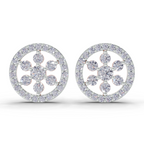 1.09 Carat Classic Floral Halo Studs Diamond Earrings 14K - Rose Gold