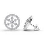 1.09 Carat Classic Floral Halo Studs Diamond Earrings 14K - White Gold