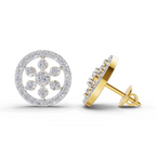 1.09 Carat Classic Floral Halo Studs Diamond Earrings 14K