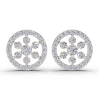 1.09 Carat Classic Floral Halo Studs Diamond Earrings 14K