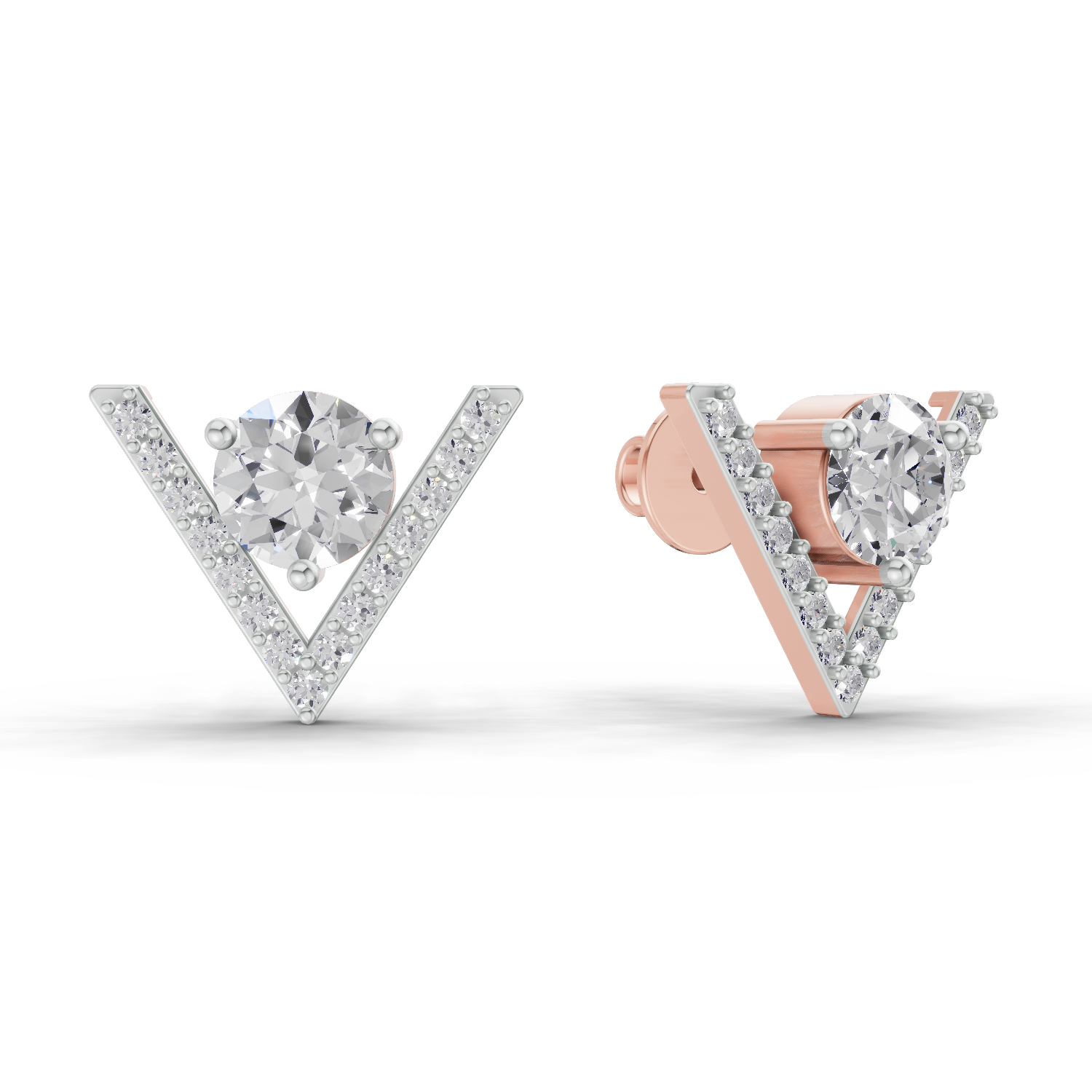 1.3 Carat V Brilliance Earrings 14K - Rose Gold