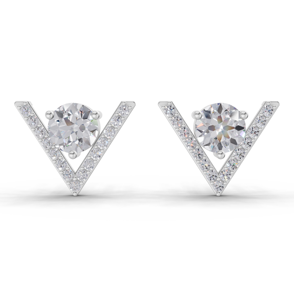 1.3 Carat V Brilliance Earrings 14K - White Gold
