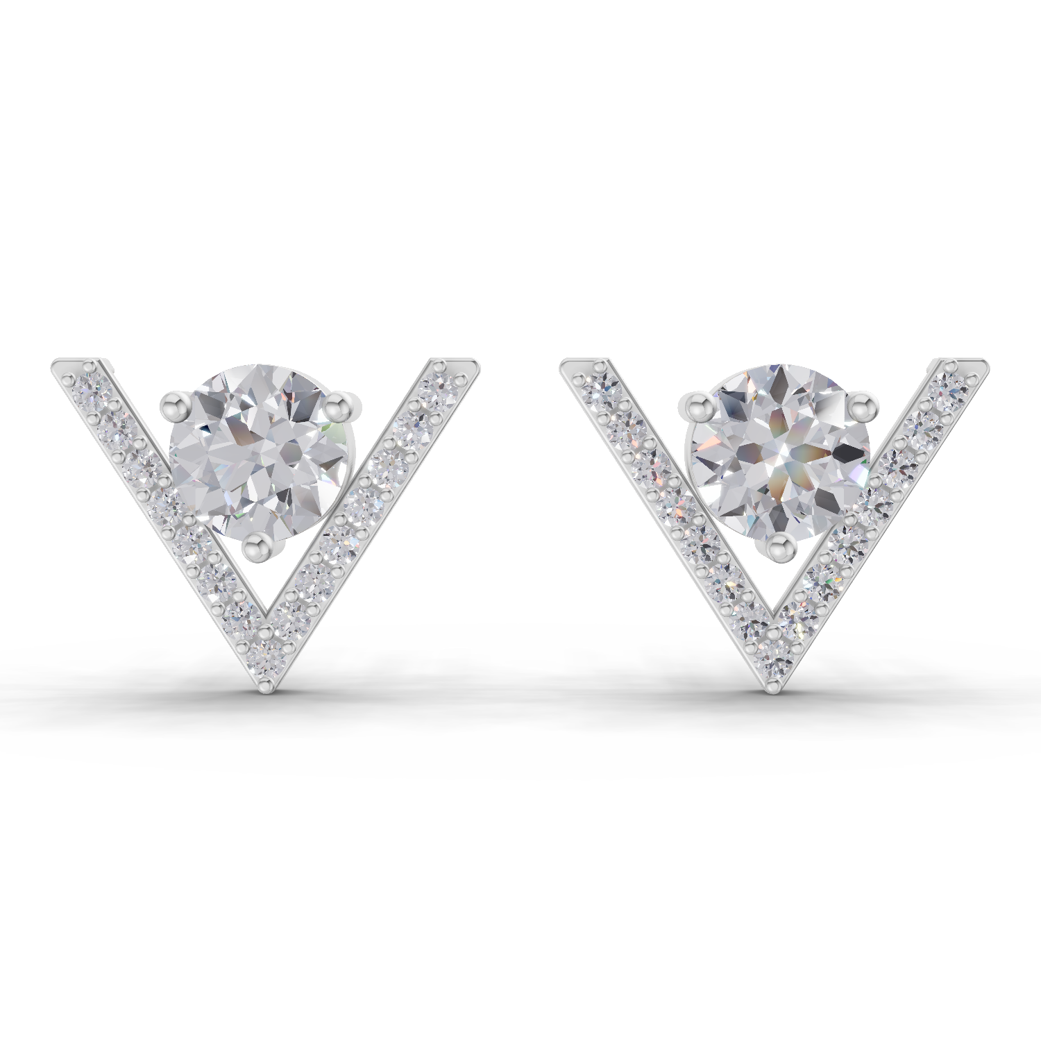 1.3 Carat V Brilliance Earrings 14K - White Gold
