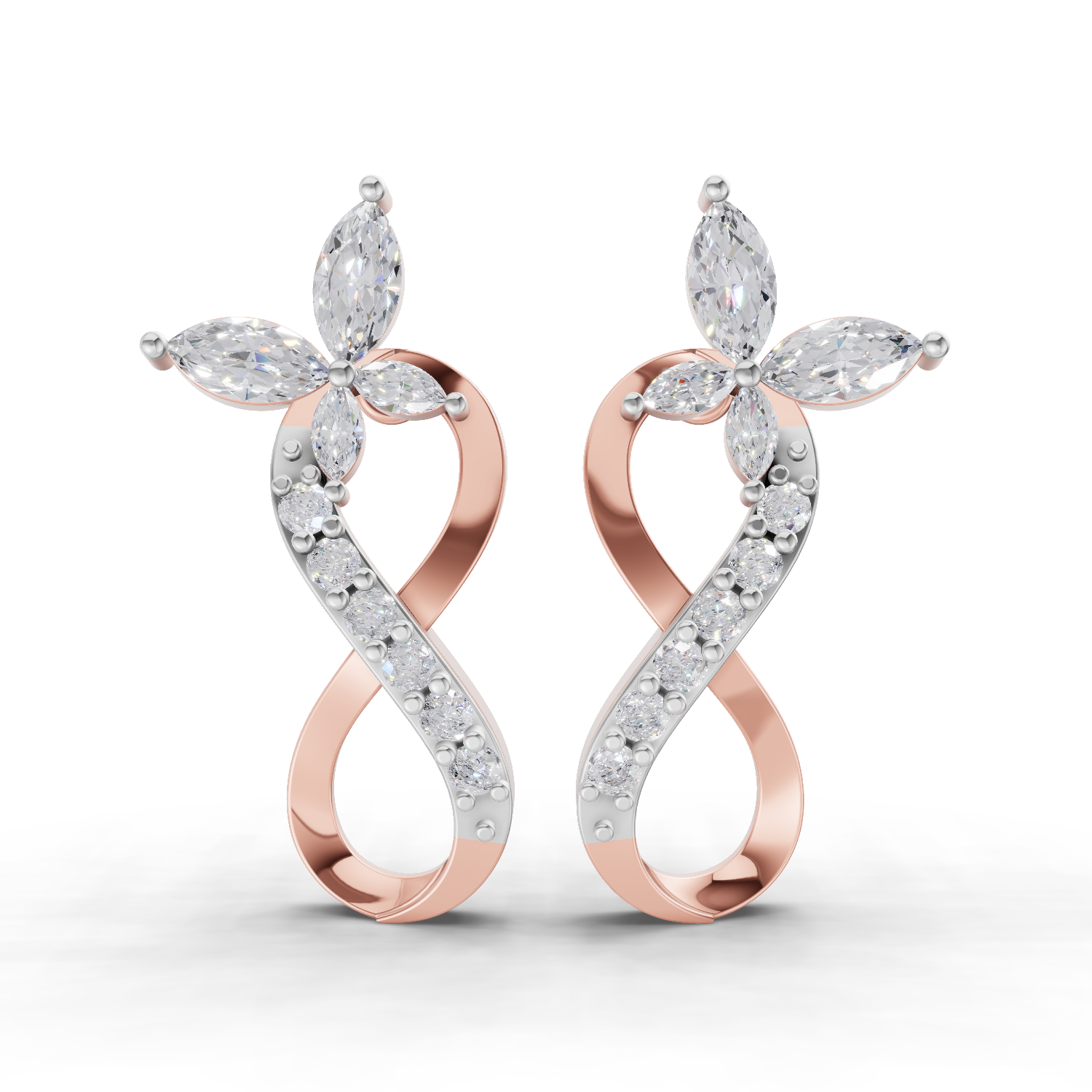0.72 Carat Infinity Diamond Earrings 14K - Rose Gold